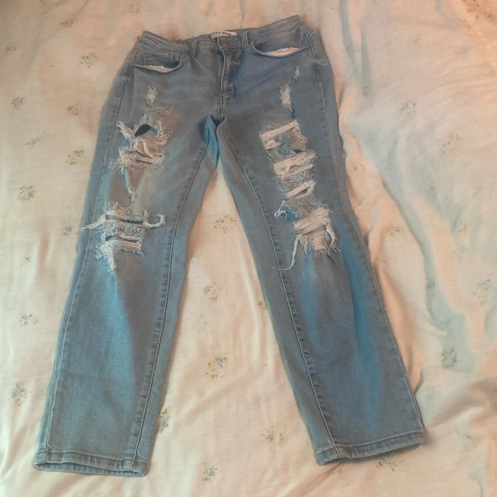 Distressed Blue Jeans